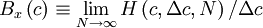  
B_{x} \left( c \right) \equiv \lim_{{ N \rightarrow \infty} } H \left( c , \Delta c , N \right) / \Delta c
