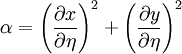  
\alpha = \left( \frac{\partial x}{\partial \eta } \right)^2 + \left( \frac{\partial y}{\partial \eta } \right)^2
