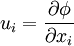 
u_i = \frac{\partial \phi}{\partial x_i}
