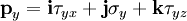  
\textbf{p}_{y} = \textbf{i} \tau_{yx} + \textbf{j} \sigma_{y} + \textbf{k} \tau_{yz}
